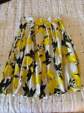 Yellow Lemon-Print A-Line Women's Skirt